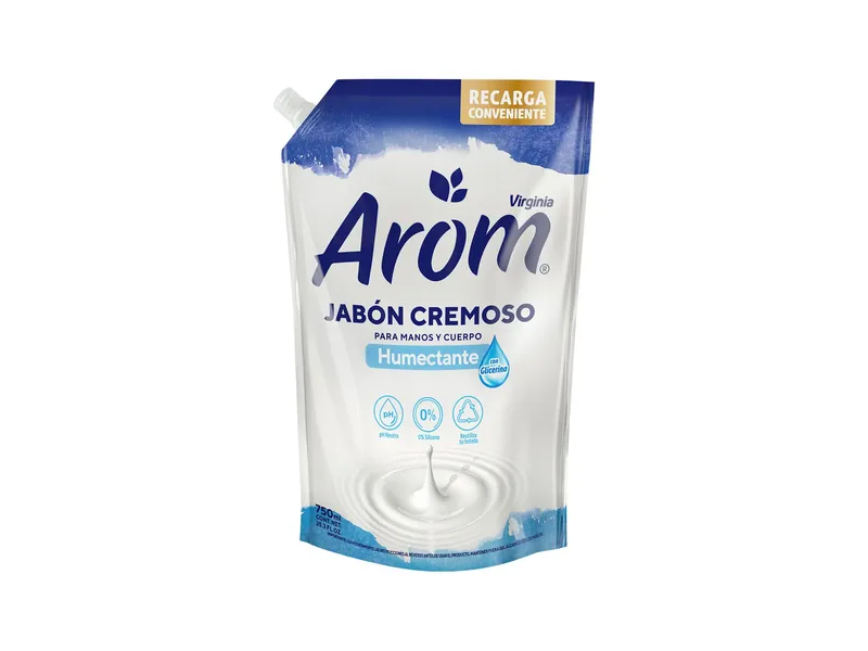 AROM JABON CREMOSO HUMECTANTE 750 ML.